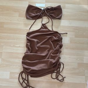 NWT brown cut out dress sz large